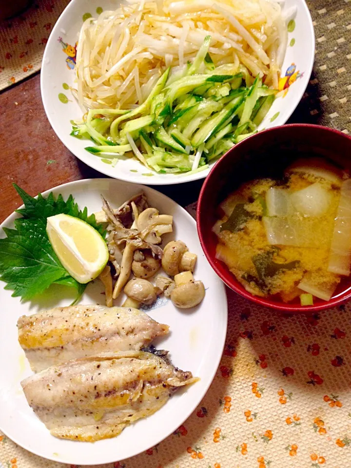 鯵のムニエル 野菜のナムル 味噌汁|掛谷節子さん