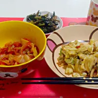 オイスターソースの野菜炒め
野菜スープ
くうしんさいと卵の醤油炒め|あや子さん