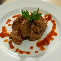 beef tender serve with bbq sauce|David Kristiantoさん