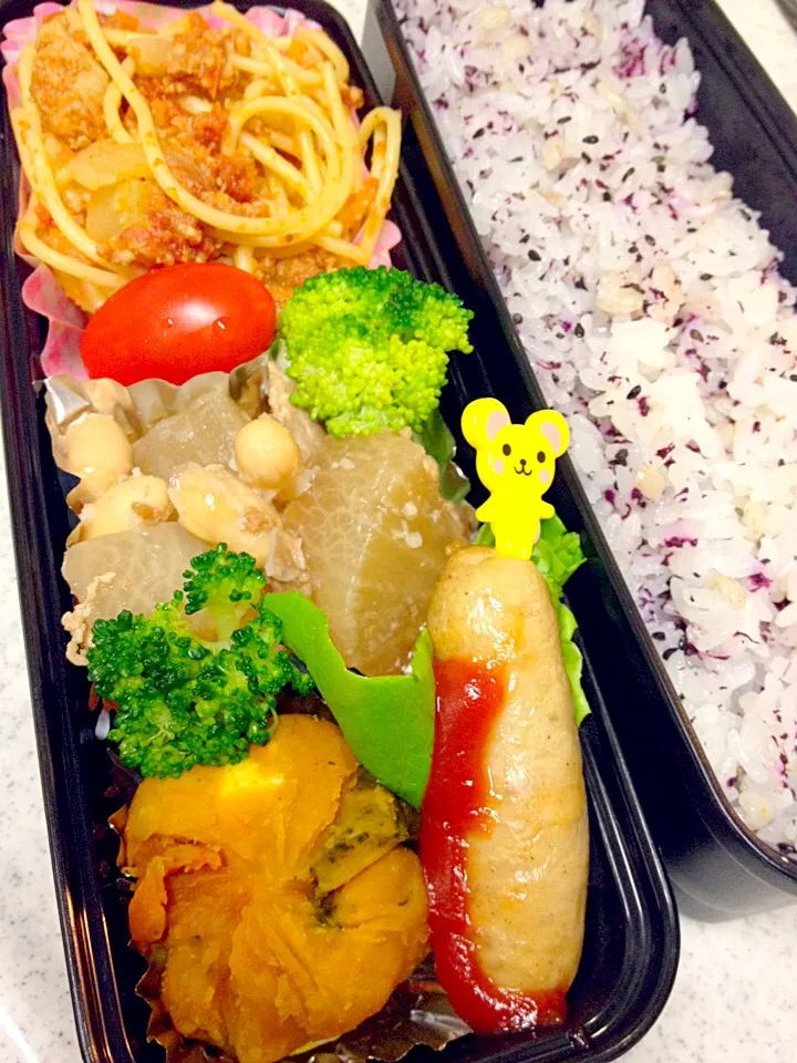 今日はハロウィンチーズインかぼちゃ巾着とパスタのお弁当|asayanさん