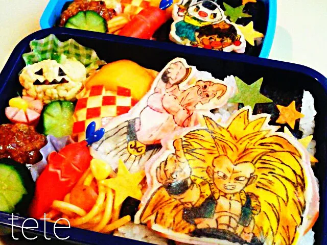 Snapdishの料理写真:☆ゴテンクス３☆魔人ブウ☆ドラゴンボール☆長男くんのお弁当☆|ててさん