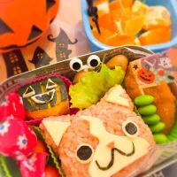 Snapdishの料理写真:幼稚園ちび男子弁当。ハロウィンジバニャン|eguchiさん