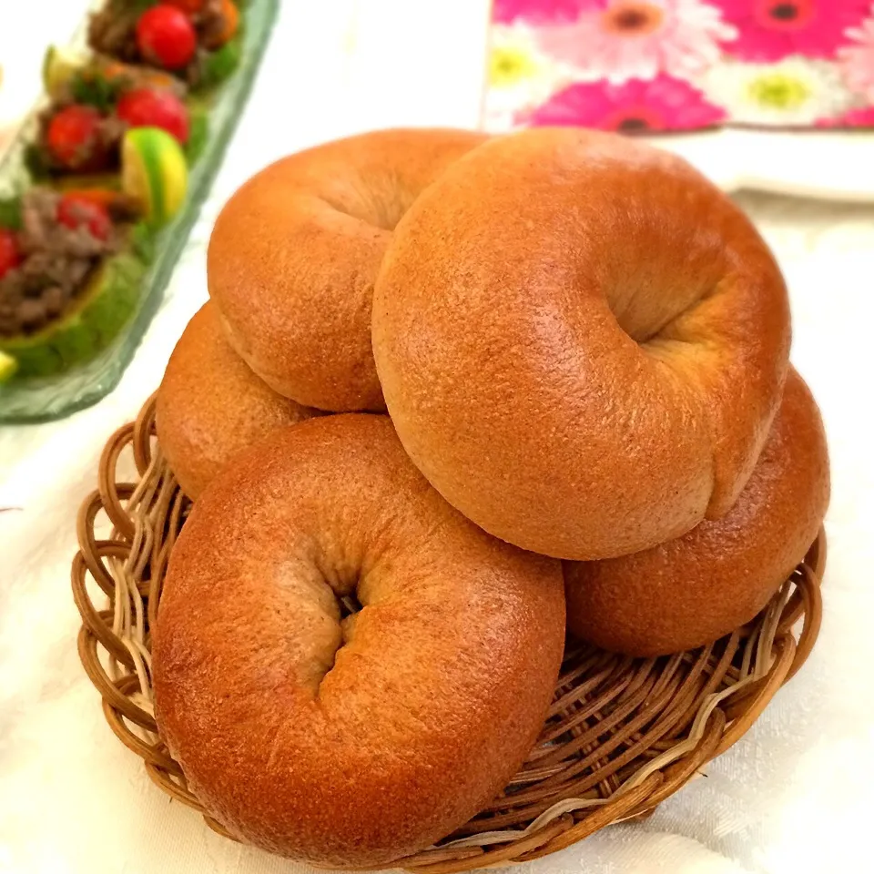 OMさんの料理                              Whole wheat bagel|志野さん