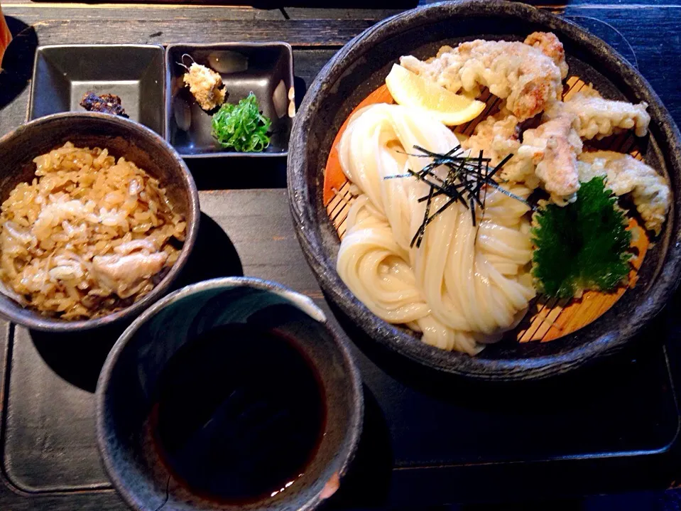 鶏ささみ天ざるうどん、かやく御飯|虎キチ6さん