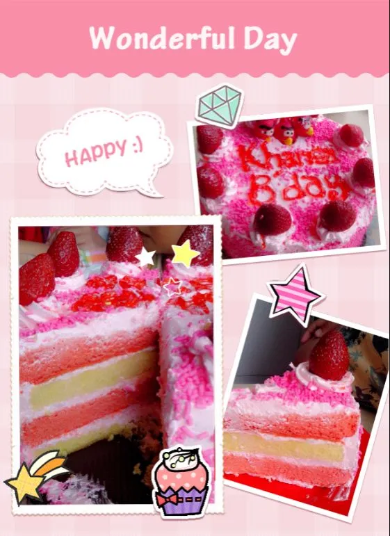 Strawberry&Vanilla Cake #Birthdaycake#strawberrycake|meilizaさん