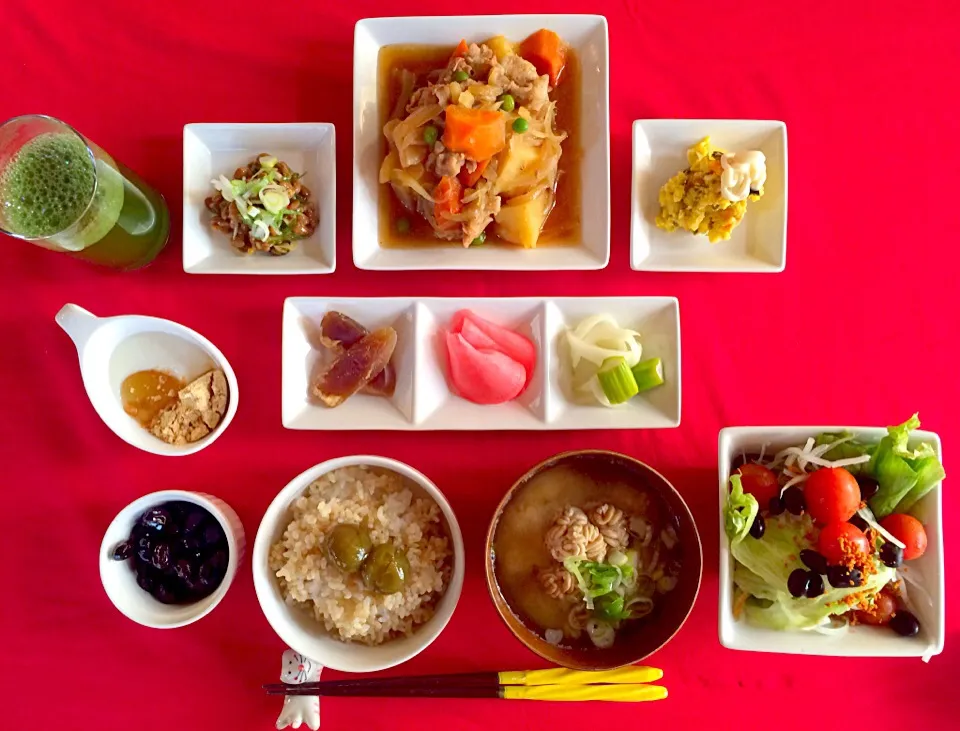 朝ごはんは勝負飯^o^はみちゃん定食^_−☆肉じゃが、納豆、タチの味噌汁^_−☆|はみちゃんさん