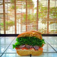 After→Homemade bagel sandwich(smoked samon and cream cheese)