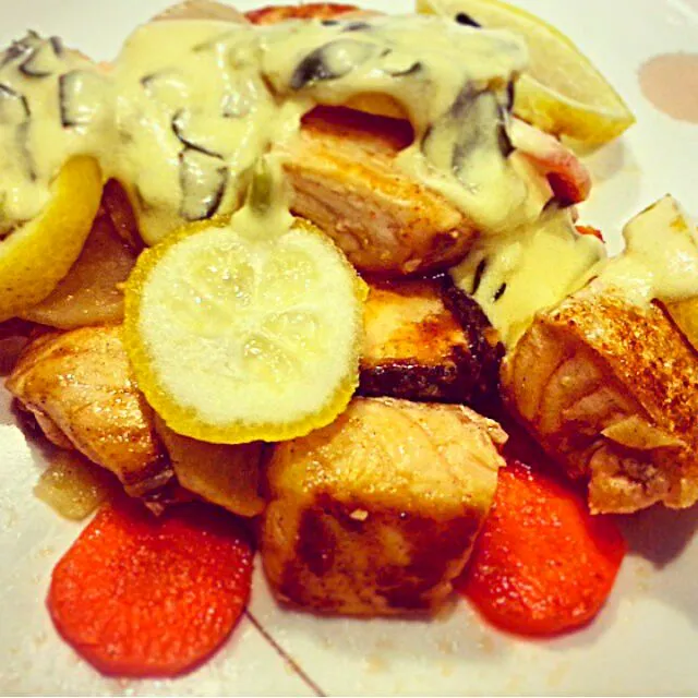 1st trial #Healthy #Pinoy #Filipino #Malunggay #Philippines #Salmon #Lemon #Butter|Sacarieさん