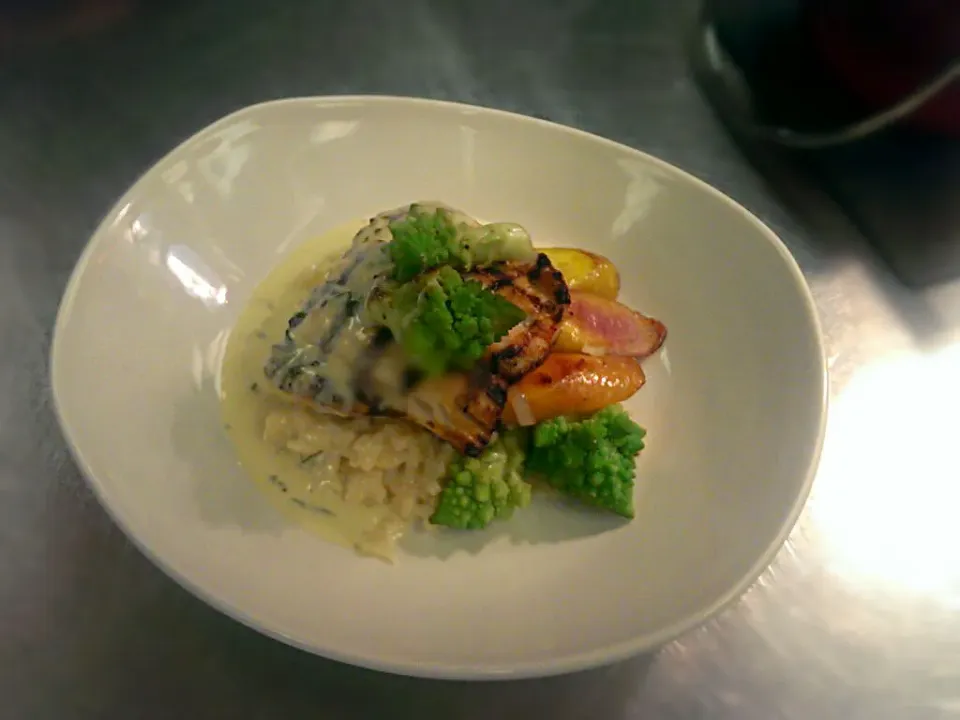 grouper with romanesco carrots and risotto|Matthew millerさん