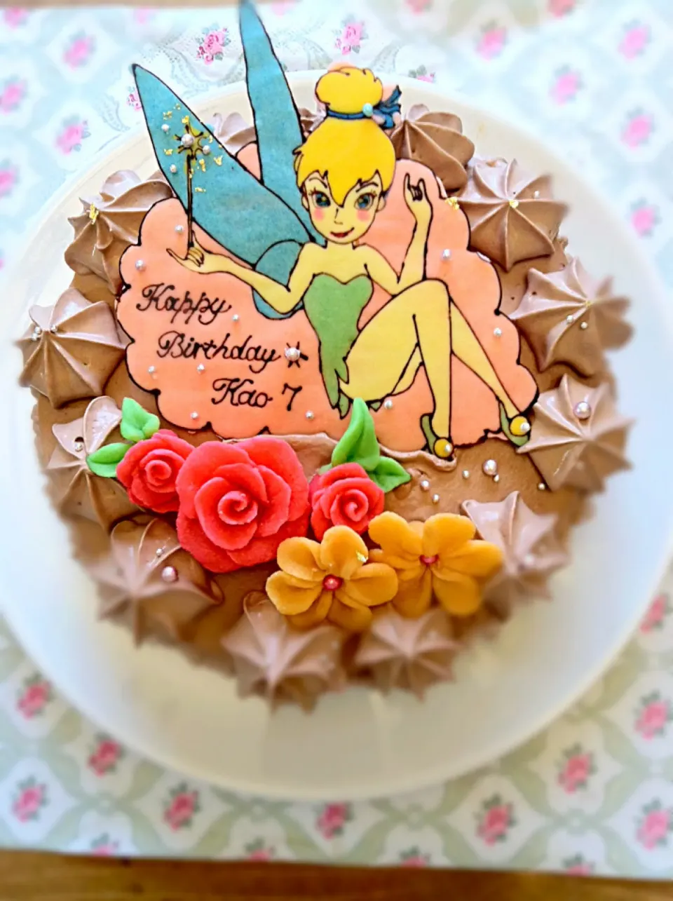 Snapdishの料理写真:長女ちゃん７才の誕生日ケーキ✳︎ティンカーベル|チーハさん