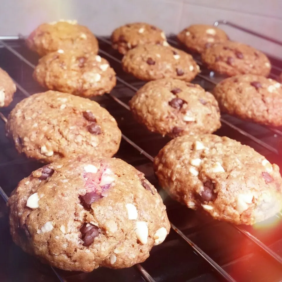 Snapdishの料理写真:oatmeal double chocolate chips molasse cookies|dotdotdotx2さん