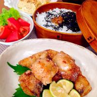 早速カツオの竜田揚げランチ🐟