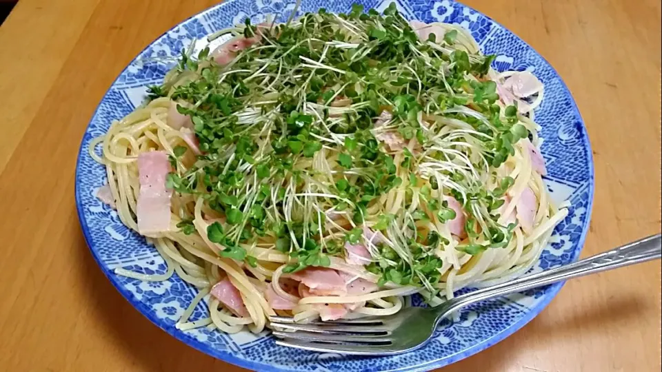 ベーコンとマスタードの新芽のオリーブオイル・パスタ！|Takashi Sunamiさん