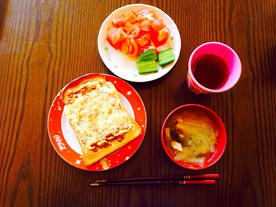 Snapdishの料理写真:納豆トースト😻💓💓|えりぴよさん