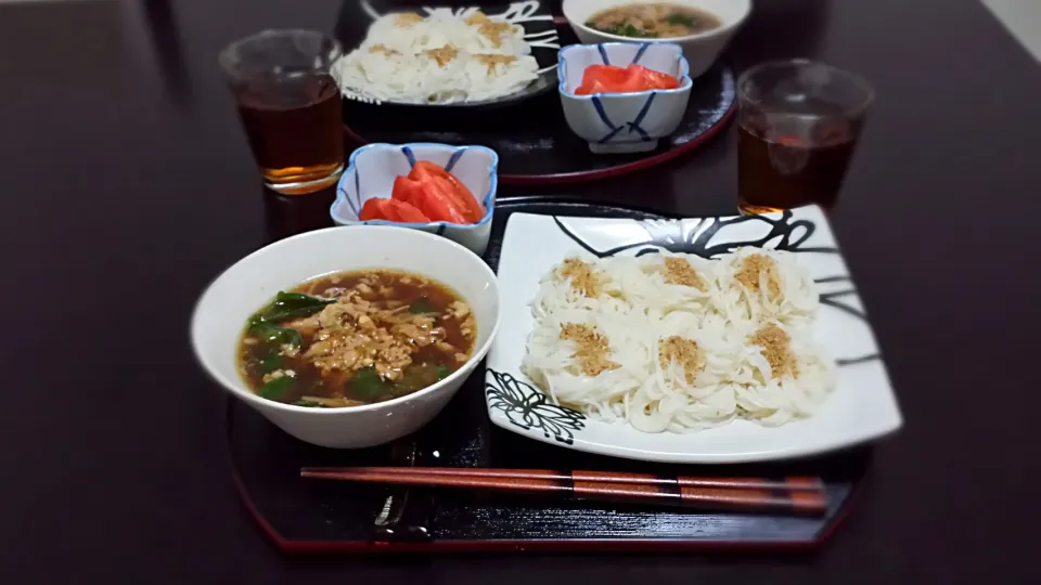 ・そうめん
・豚肉とお野菜のつけ汁
・トマト|ひりょみさん