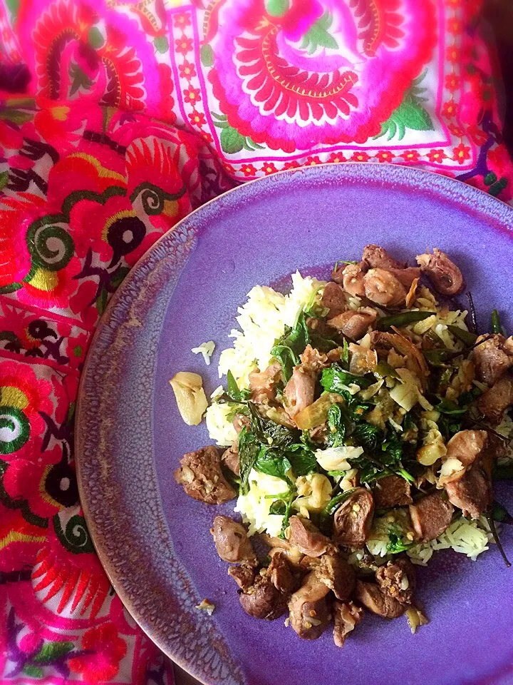 Lunch :Stir in the basil chicken rice|jirawanさん