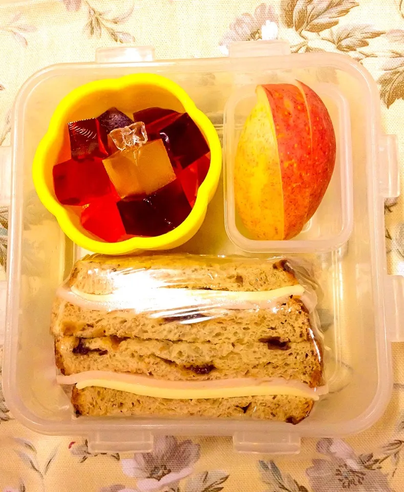 Jello Jigglies with Ham & Cheese Sandwich and Side of Apple Slices|Esther Mozoさん