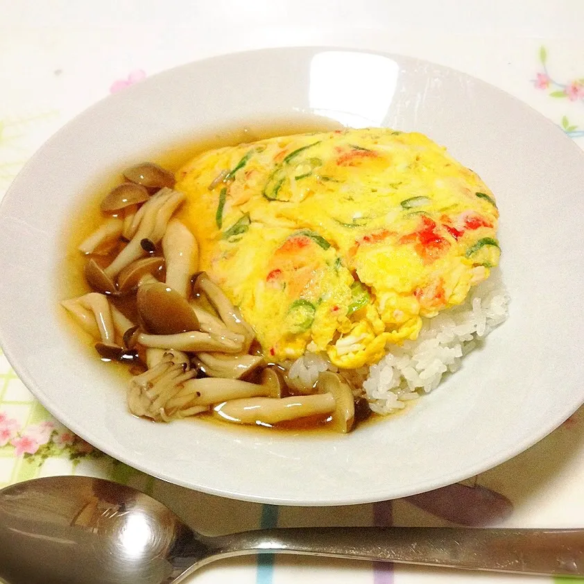 カニたっぷり天津飯をきのこあんで…|美也子さん