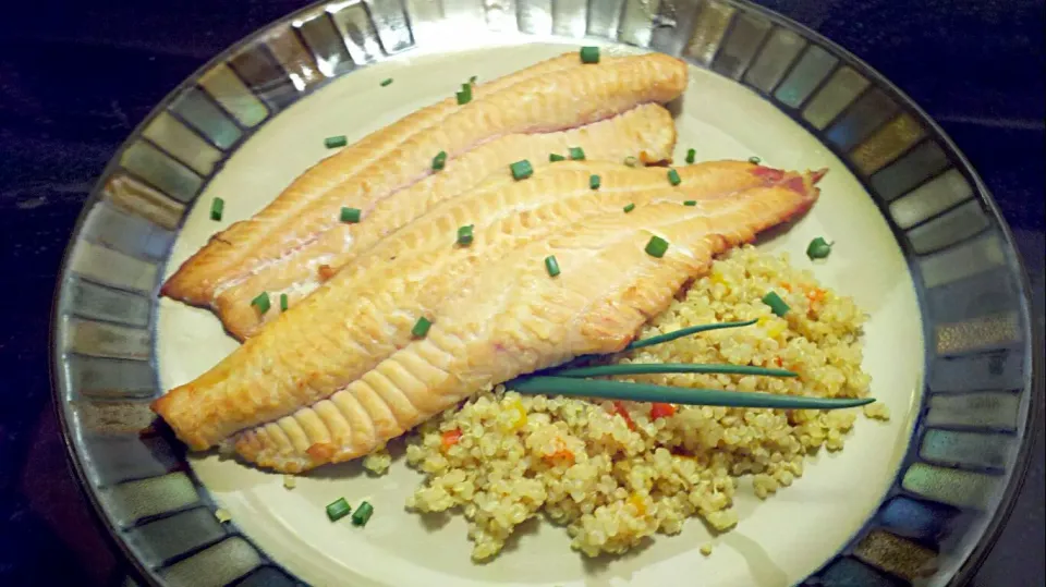 brined smoked catfish over a bed of cous cous|travis baeumelさん