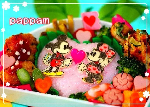 キャラ弁当:ハートdeミキミニ弁当❤️|ぱっぱむさん