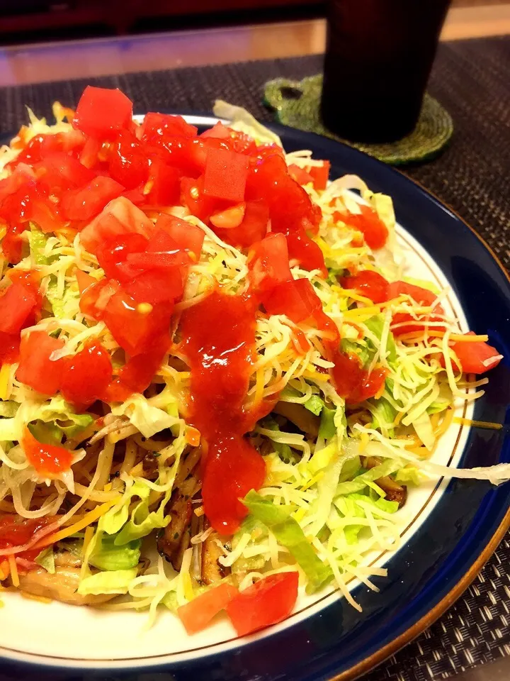 Snapdishの料理写真:タコライスではなくタコパスタ‼︎|Takaki Sasakiさん