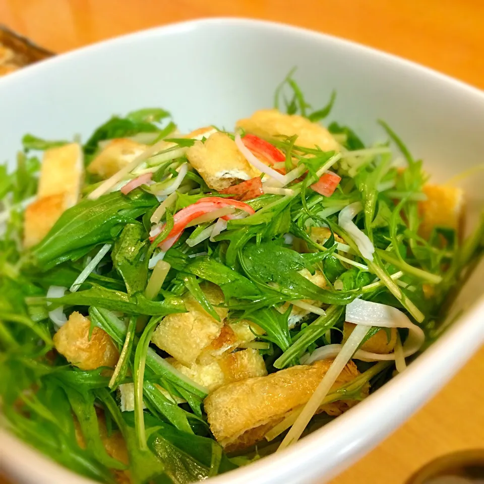 水菜と焼いた油揚げのサラダ|Koichi GOGOさん