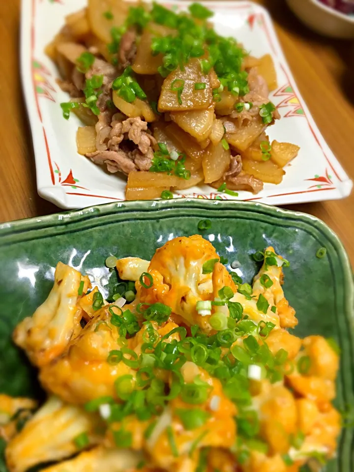 カリフラワーの海老マヨ風と大根と豚肉の炒め煮|望月有紀さん