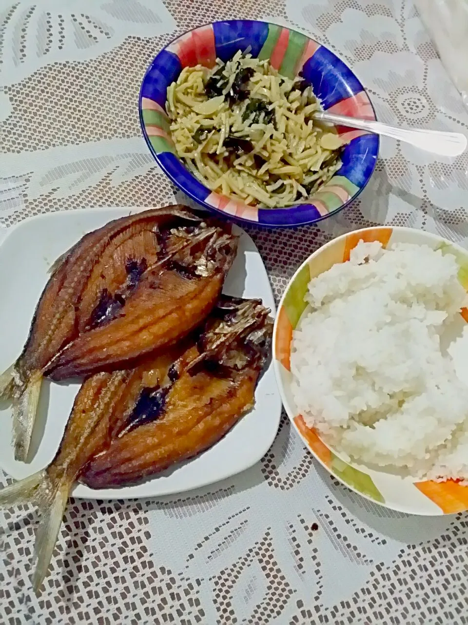 fried fish and sauteed bamboo shoots|pamさん