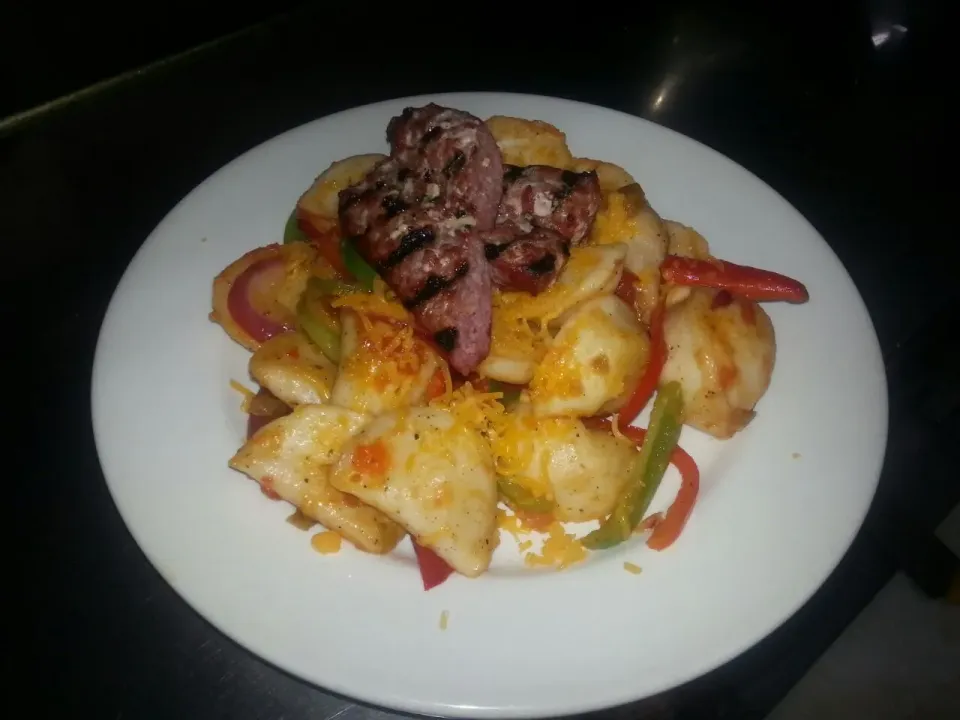 todays special spanish perogies with holy trinity and charred farmer sausage|Jayson Mccrimmonさん