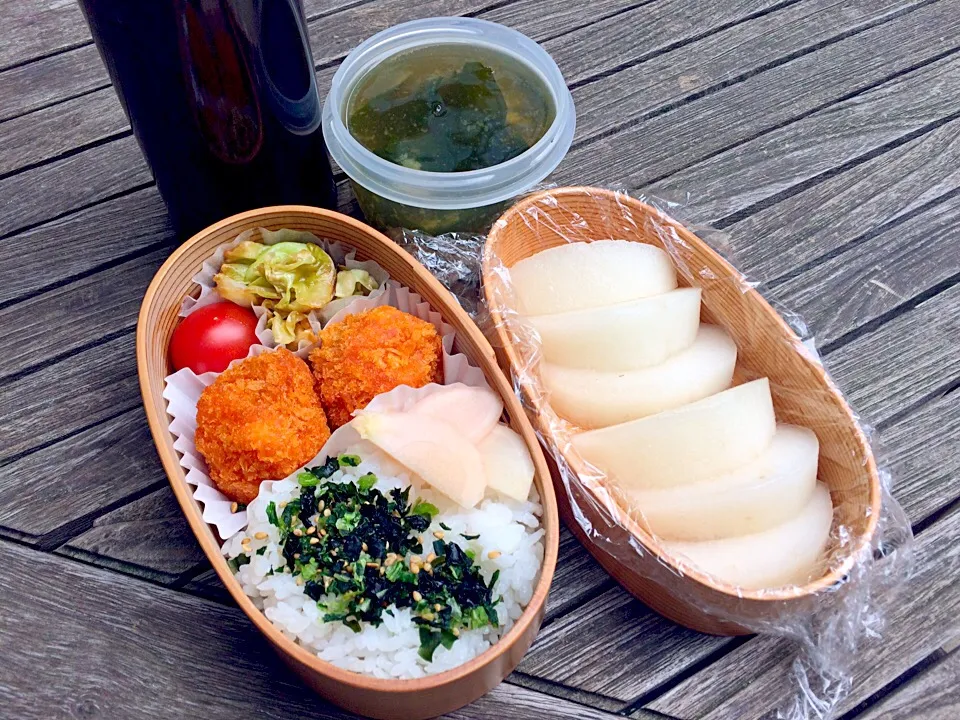 いもフライとキャベツの甘辛醤油炒め弁当|青山米子さん