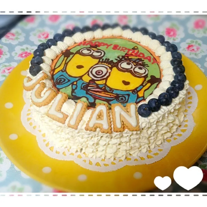 Birthday minion choc plate & Cheese cake|Chibiko's Kitchenさん