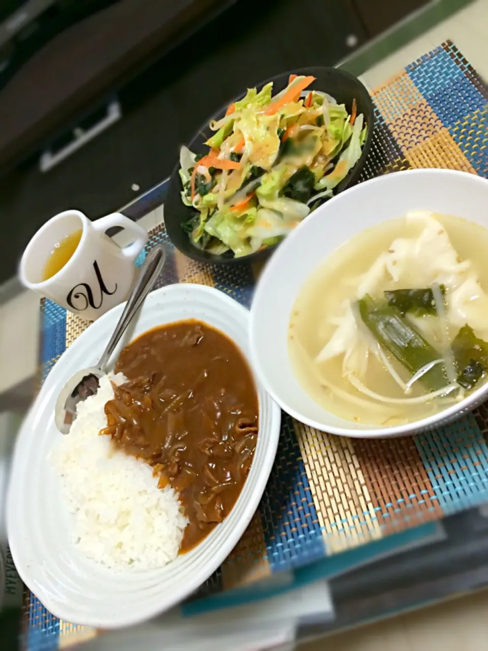 ハヤシライスと水餃子スープ|あおへいさん