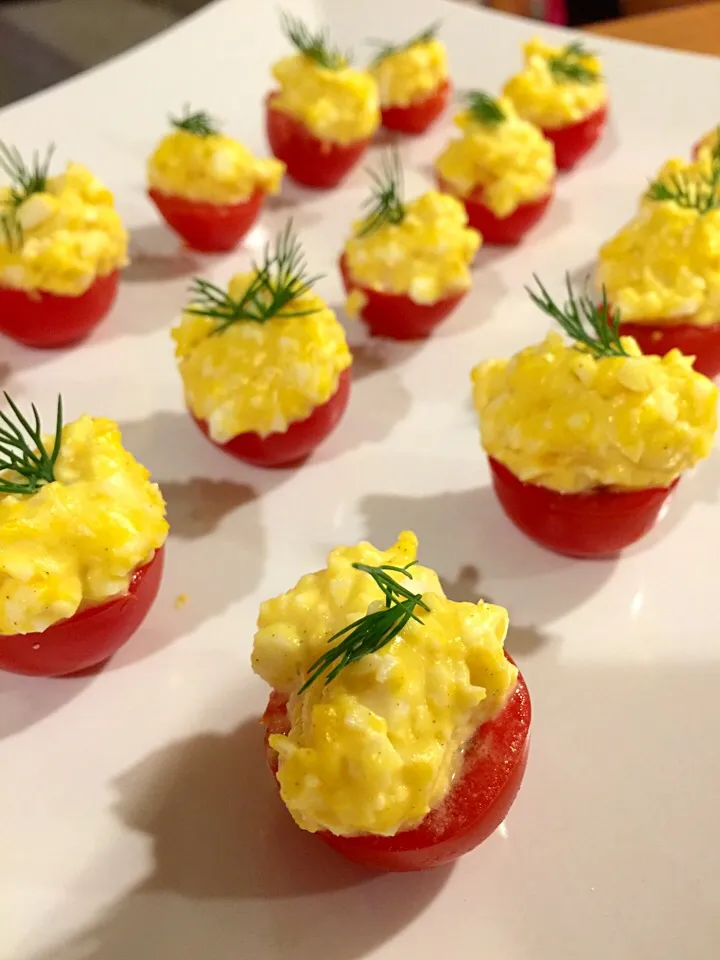 Snapdishの料理写真:Cherry Tomatoes with tamago salad|chef baobao from Singaporeさん