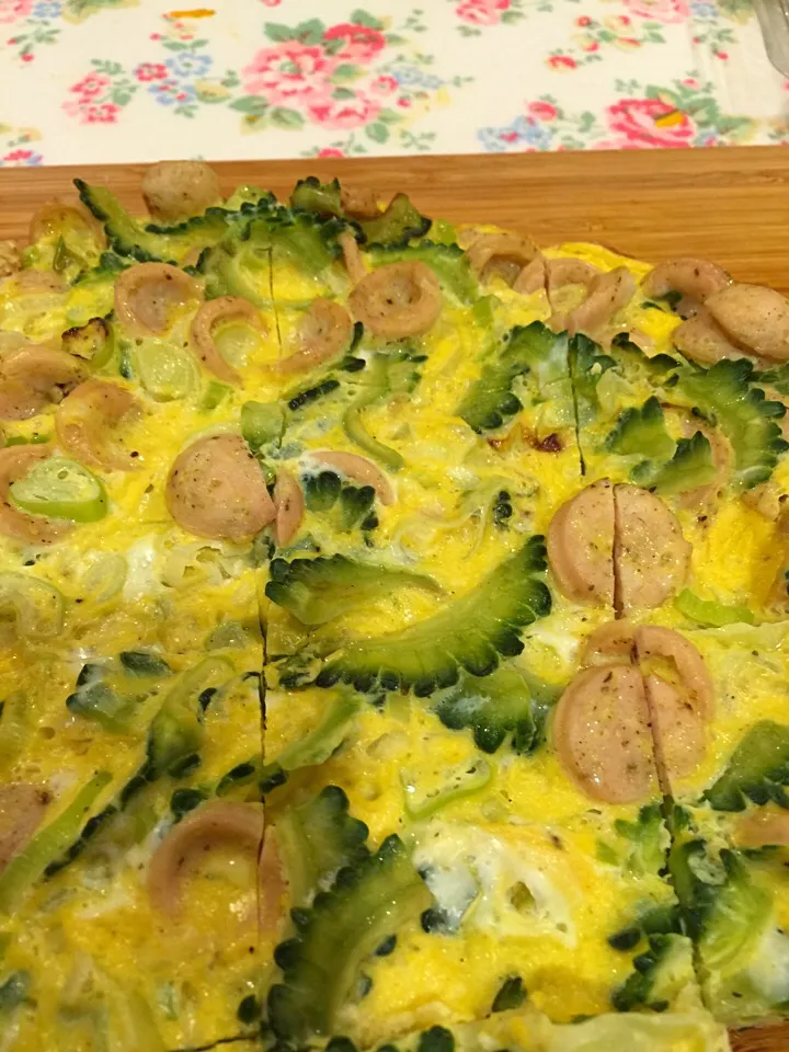 Goya gourd, leek, chicken sausage and egg (served chilled）|chef baobao from Singaporeさん