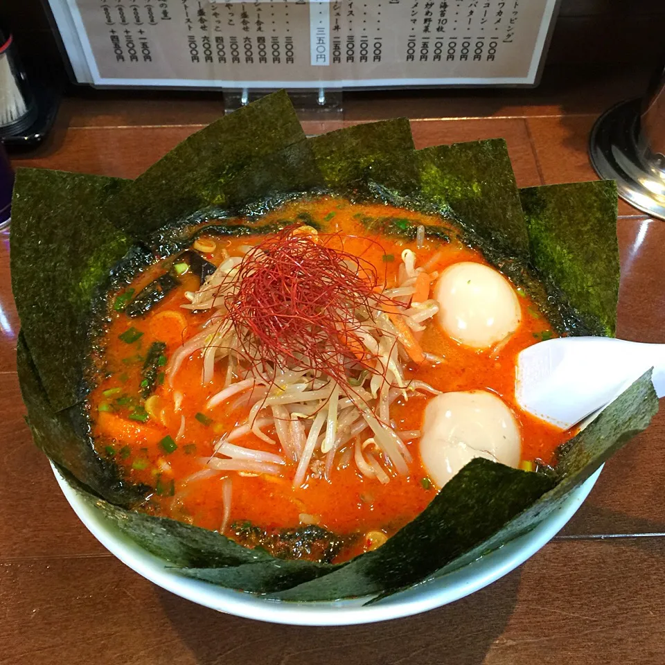 久々の激辛修行っす🔥鬼辛レッド大辛トッピング味玉＆どっさり海苔🍜|＊ゆみしぼり＊さん