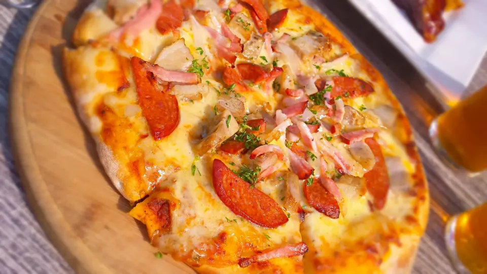 pork belly and bacon pizza|woodfiredさん