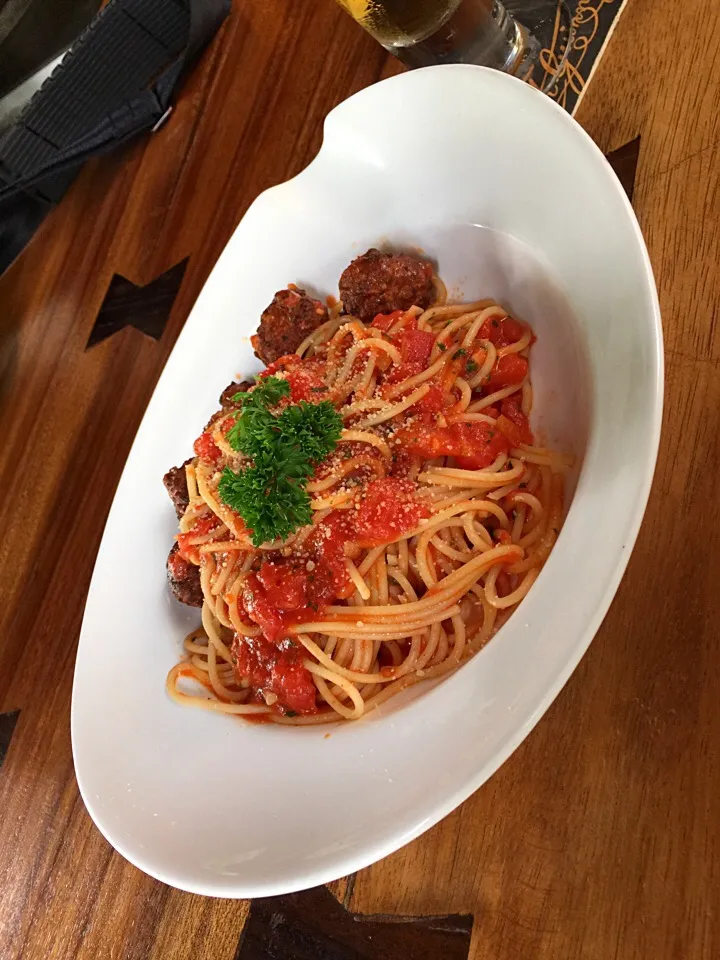 Naughty ball (pork meat ball spaghetti)|Yoku kuu kyaku daさん