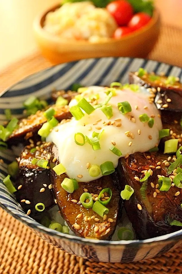 茄子の甘辛丼|はさん