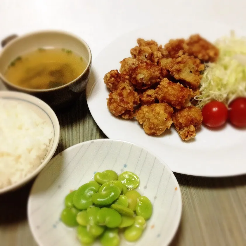 竜田揚げ・空豆の浸し豆|美也子さん