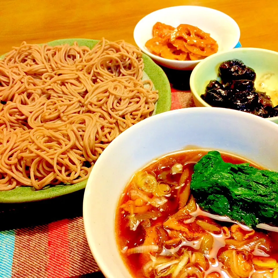 Snapdishの料理写真:肉つけ汁そばで夕食🍚🍚|かずみさん