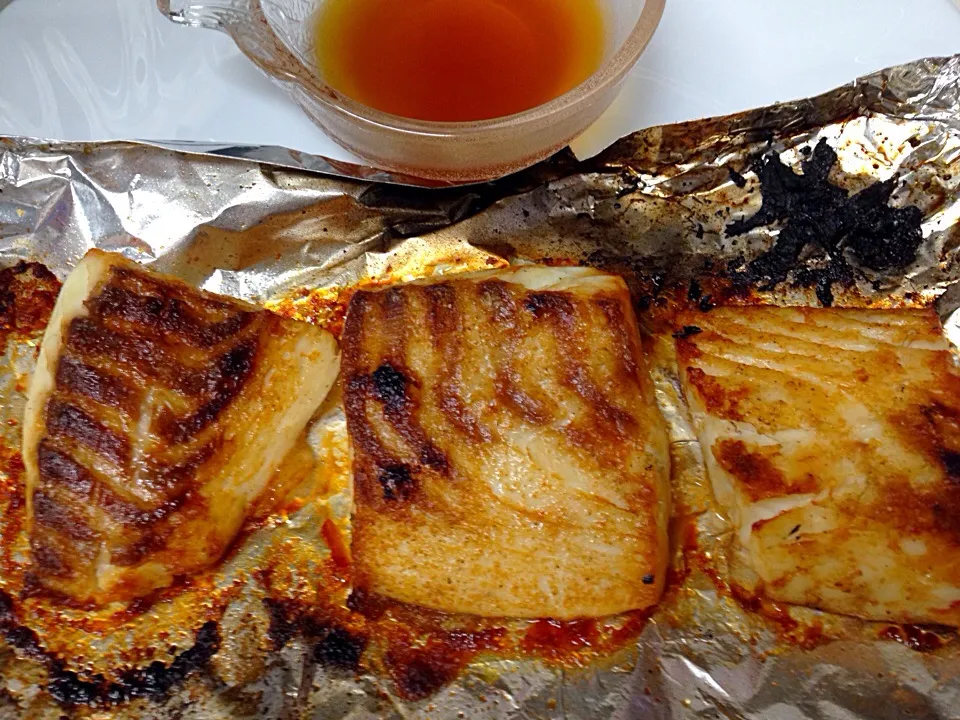 Grilled Fish with Lemon Soysauce.. My daughter's Dinner.|Deana/Akinaさん