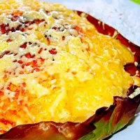 Bibingka ( Rice cake made from milled glutinous rice, coconut milk, margarine, and sugar.