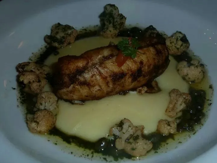 sous vide monkfish with pommes mousseline, cauliflower,  capers, and brown butter.|Polly Gelfusoさん