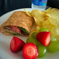 Turkey wrap w/ chips & fruit|k.さん