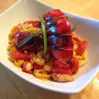 Grilled lobster, with saffron infused pasta|Larry Yondaさん