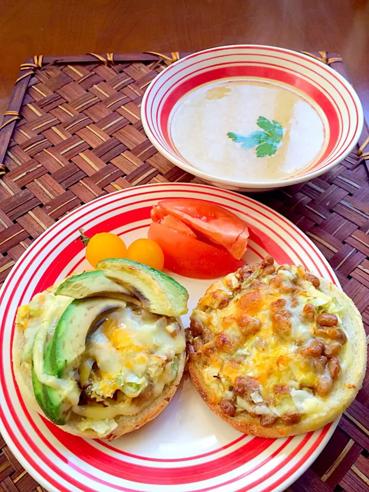 Snapdishの料理写真:Cabbage natto cheese muffin toast🎵ｷｬﾍﾞﾂﾁｰｽﾞ納豆ﾏﾌｨﾝﾄｰｽﾄ|🌈Ami🍻さん