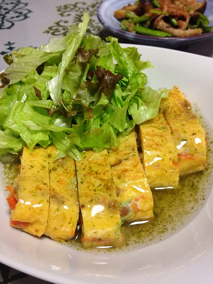 納豆オムレツ 甘酢あんかけ 青海苔の香り|ゆかさん