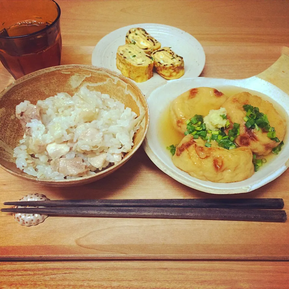 鶏とゴボウの炊き込みご飯定食|maruruさん