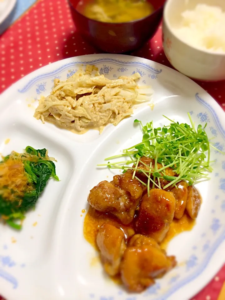 鶏肉とさつまいもの甘辛炒め＊ワンプレート晩ごはん|ゆきさん