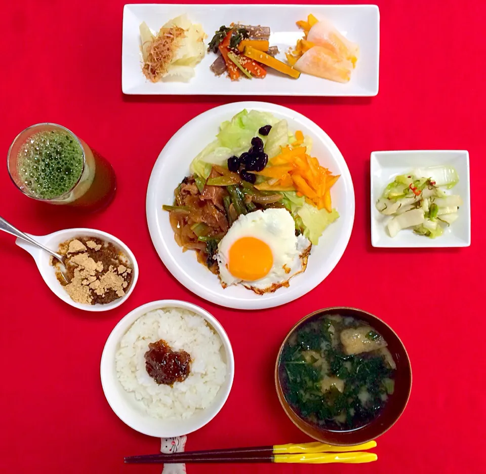 朝ごはんは勝負飯^o^はみちゃん定食❗️朝から牛肉カルビー焼肉（笑）一夜で銀世界ワォ^_−☆|はみちゃんさん